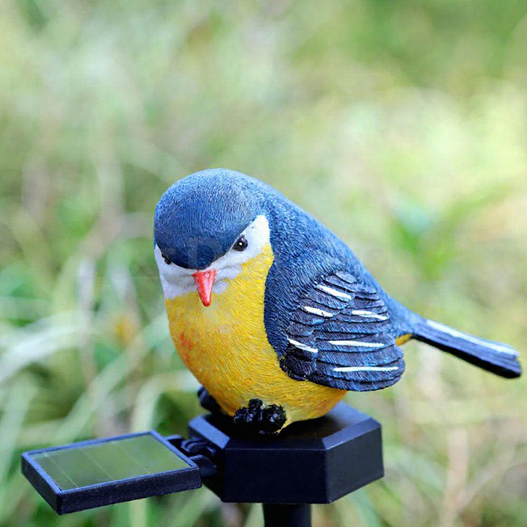 Solar Powered Warm White LED Bird Stake Light - Waterproof Outdoor Lawn Patio Garden Lighting