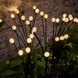 Solar Powered Warm White LED Crystal‑Bubble Firefly Stake Lights‑Weatherproof Lawn & Pathway Lighting