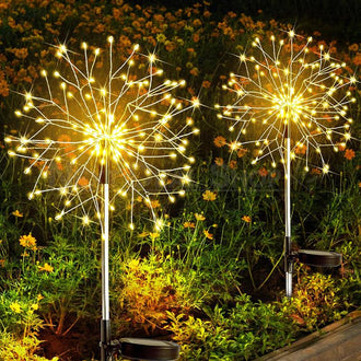 Solar Powered Warm White LED Dandelion Firework Stake Light