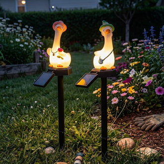 Solar Powered Warm‑White LED Duck Garden Stake Lights‑Weatherproof Lawn & Flower Bed Lighting