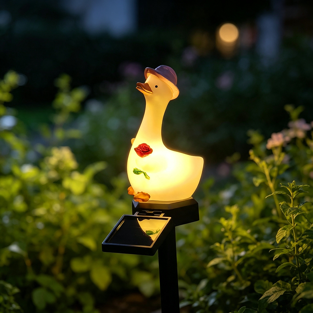 Adorable Solar Powered LED Duck Garden Yard Lawn Stake Light-A-View 2-Next Deal Shop