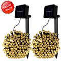Solar Powered Warm White LED Fairy String Lights - 2 Pack, Weatherproof Patio & Tree Accent Lighting