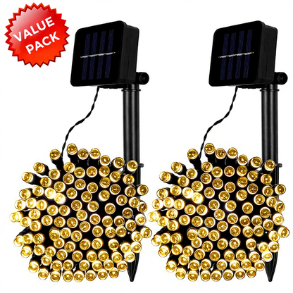 Solar Powered Warm White LED Fairy String Lights - 2 Pack, Weatherproof Patio & Tree Accent Lighting
