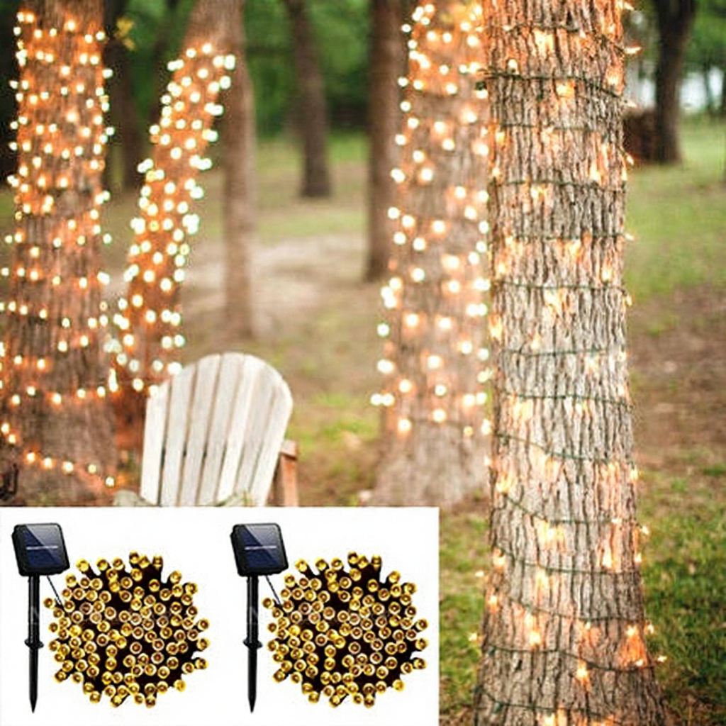Solar Powered Warm White LED Fairy String Lights - 2 Pack, Weatherproof Patio & Tree Accent Lighting