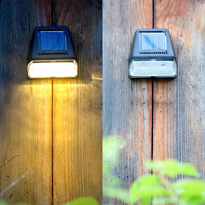 Solar Powered Warm White LED Fence Light - Weatherproof Outdoor Deck Patio Garden Exterior Lighting