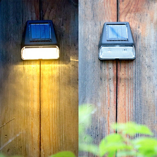 Solar Powered Warm White LED Fence Light - Weatherproof Outdoor Deck Patio Garden Exterior Lighting