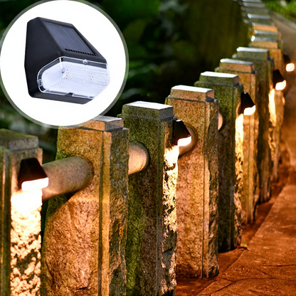 Solar Powered Warm White LED Fence Light - Weatherproof Outdoor Deck Patio Garden Exterior Lighting