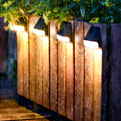 Solar Powered Warm White LED Fence Light - Weatherproof Outdoor Deck Patio Garden Exterior Lighting