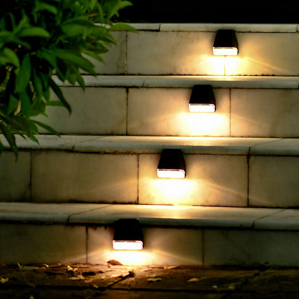 Solar Powered Warm White LED Fence Light - Weatherproof Outdoor Deck Patio Garden Exterior Lighting