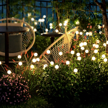 Solar Powered Warm White LED Firefly Stake Light - 2 Pack, Weatherproof Outdoor Lawn Pathway Garden Lighting