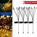 Solar Powered Warm White LED Firefly Stake Light - 4 Pack, Weatherproof Outdoor Lawn Pathway Garden Lighting