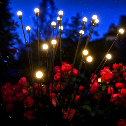 Solar Powered Warm White LED Firefly Stake Light - 4 Pack, Weatherproof Outdoor Lawn Pathway Garden Lighting
