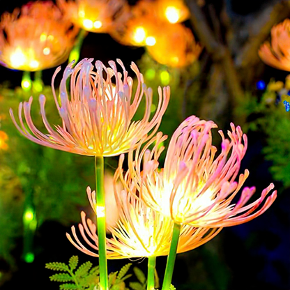 Solar Powered Warm White LED Flower Garden Stake Lights - Weatherproof Lawn & Pathway Lighting