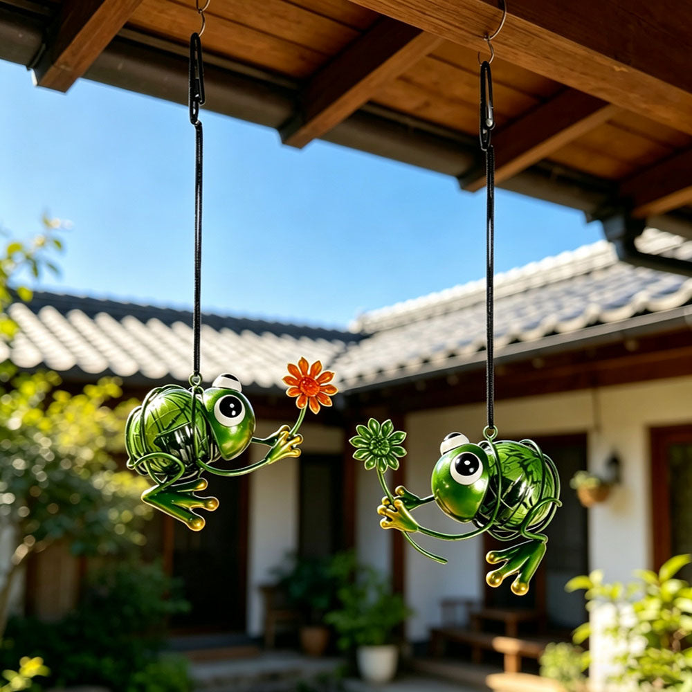 Solar Powered LED Metal Frog Garden Hanging Decor-View 4-Next Deal Shop