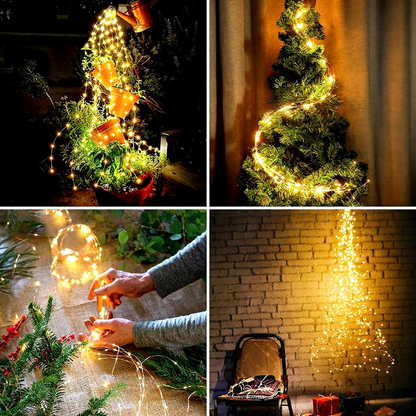 Solar Powered Waterfall Fairy LED String Lights - 6.56 ft, 200 LED, Outdoor Home Holiday Garden Party Decor Lighting