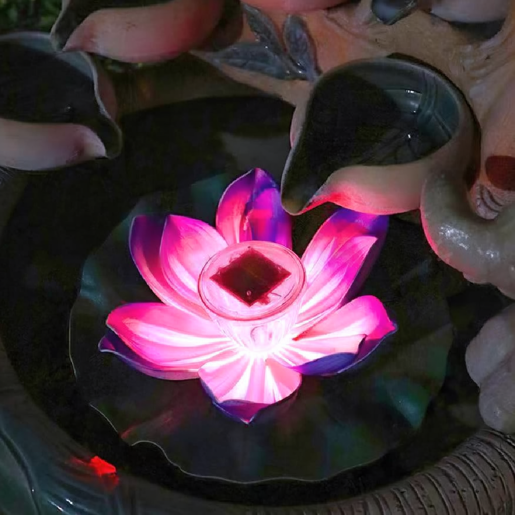 Solar Powered Zen Garden Water Lily Floating Light - Garden Pond Birdbath Outdoor Backyard Landscape Decor Lighting