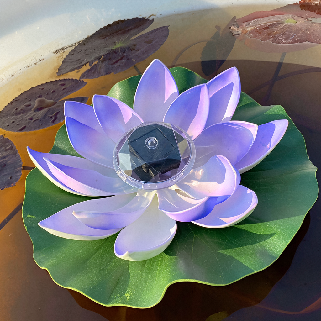 Solar Powered Zen Garden Water Lily Floating Light - Garden Pond Birdbath Outdoor Backyard Landscape Decor Lighting