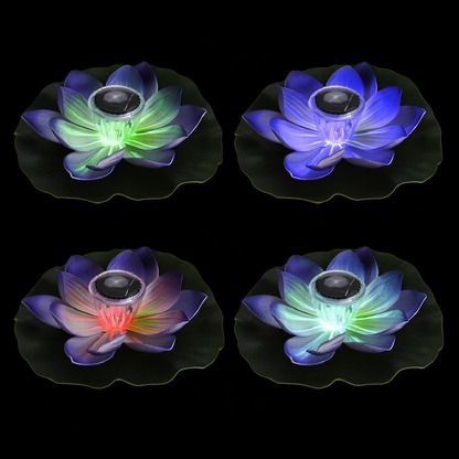 Solar Powered Zen Garden Water Lily Floating Light - Garden Pond Birdbath Outdoor Backyard Landscape Decor Lighting