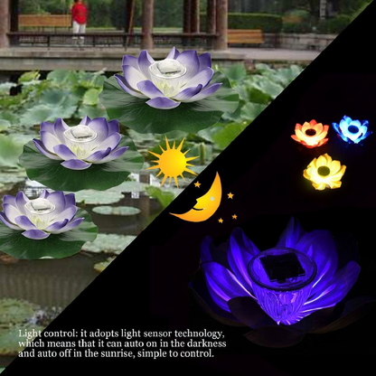 Solar Powered Zen Garden Water Lily Floating Light - Garden Pond Birdbath Outdoor Backyard Landscape Decor Lighting