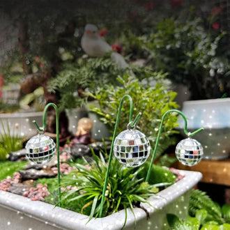 Sparkly Reflective Disco‑Ball Garden Stakes ‑ 10‑Pack, Flower‑Pot & Lawn Accent Decor