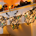 Spooky Spider Web LED String Lights - Halloween Mantel Wall Window Holiday Party Decor Lighting