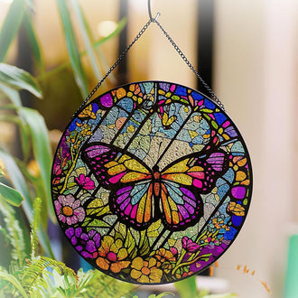 Stained Glass Butterfly Hanging Suncatcher