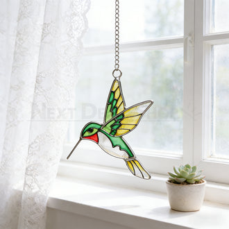 Stained Glass Hummingbird Hanging Decor