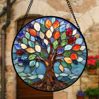 Stained Glass Tree of Life Hanging Suncatcher