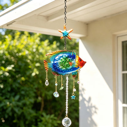 Stained Glass Tropical Fish Crystal Suncatcher Window Hanging Decor-View 2-Next Deal Shop
