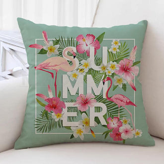 Tropical Summer Flamingo Pillow Cover