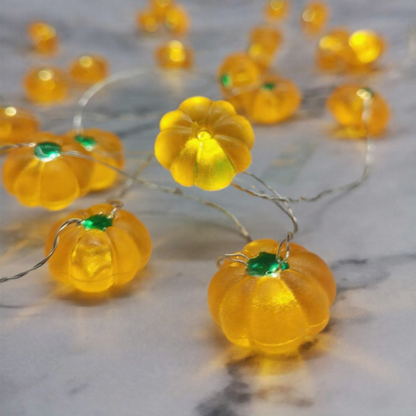 USB Powered Charming 3D Pumpkin Warm White LED String Lights - 6.56 ft, 20 LED, Fall Halloween Home Garden Decor Lighting