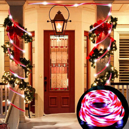 USB Powered Festive Candy Cane LED Rope String Lights - 2 Pack, 16.4 Ft, Christmas Holiday Decor Lighting
