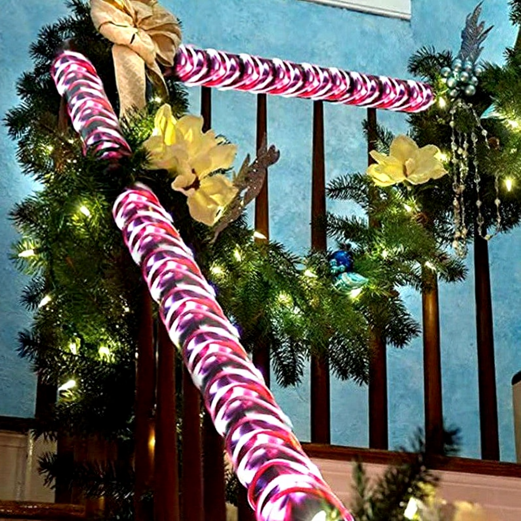 USB Powered Festive Candy Cane LED Rope String Lights - 2 Pack, 16.4 Ft, Christmas Holiday Decor Lighting