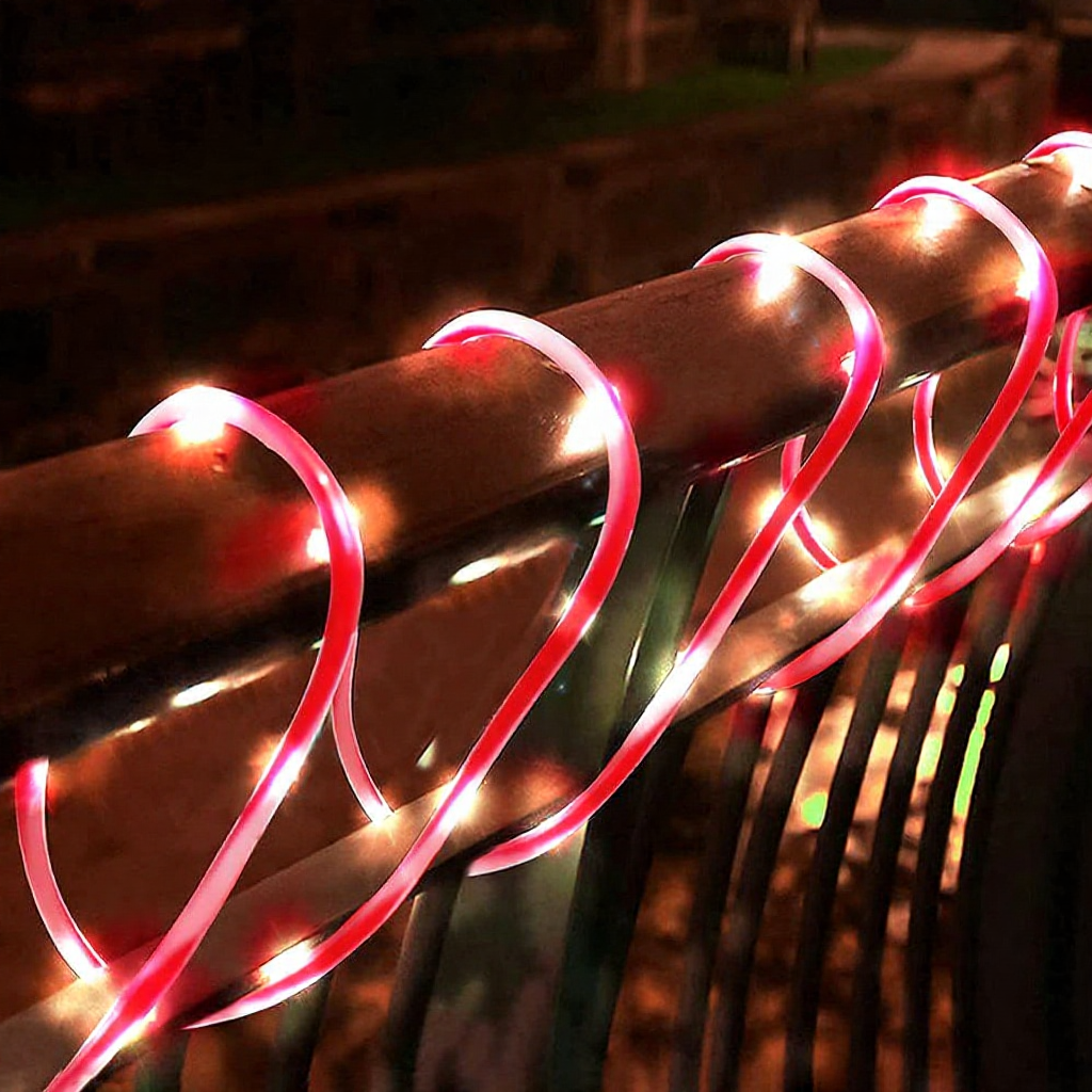 USB Powered Festive Candy Cane LED Rope String Lights - 2 Pack, 16.4 Ft, Christmas Holiday Decor Lighting