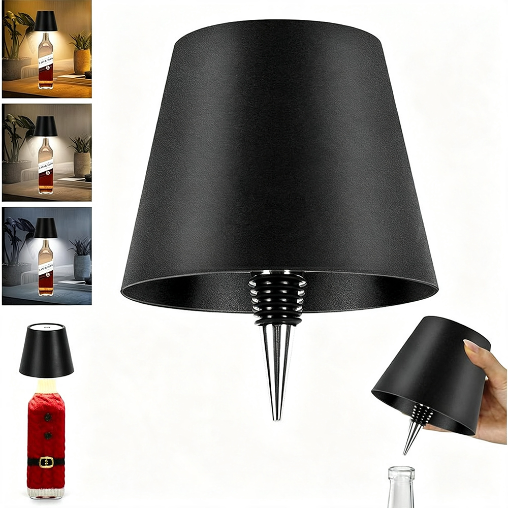 USB Rechargeable LED Wine Bottle Stopper Light - Modern Dining & Patio Bar Lighting-Black-View 5-Next Deal Shop