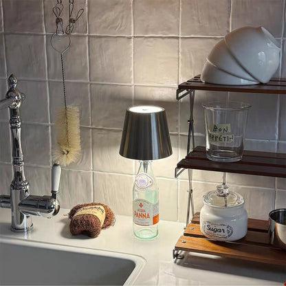 USB Rechargeable LED Wine Bottle Stopper Light - Sliver, Modern Dining & Patio Bar Lighting