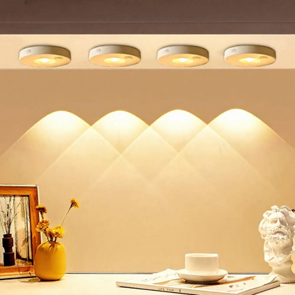 USB-Rechargeable Motion Sensor LED Puck Lights - 2 Pack, Under Cabinet & Closet Lighting