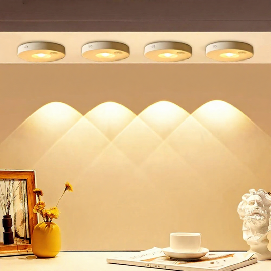 USB-Rechargeable Motion Sensor LED Puck Lights - 2 Pack, Under Cabinet & Closet Lighting