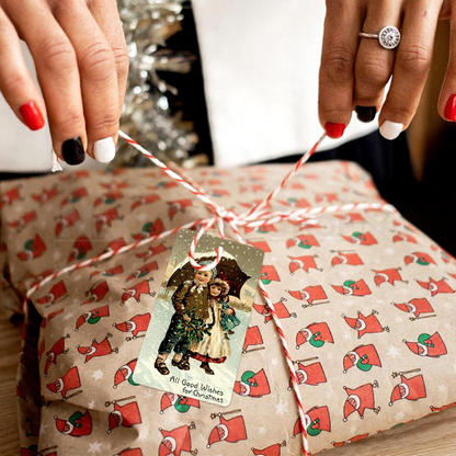 Vintage Christmas Gift Tags - 50 Pack, Retro Holiday Label Tags for Gift Wrapping