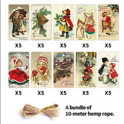 50 Pcs Vintage Christmas Gift Tag-View 6-Next Deal Shop