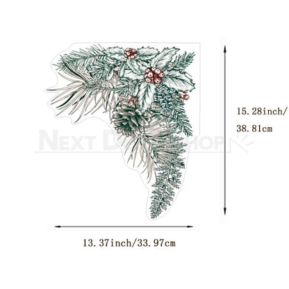 Vintage Christmas Pine Needle & Holly Window Cling-View 4-Next Deal Shop