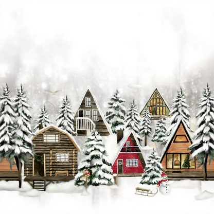 Vintage Christmas Winter Cottage Window Cling - Festive Indoor Glass Holiday Home Decor Accessory