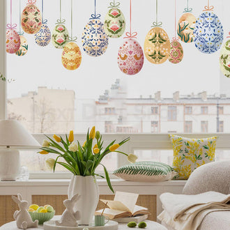 Vintage Floral Easter Egg Window Cling