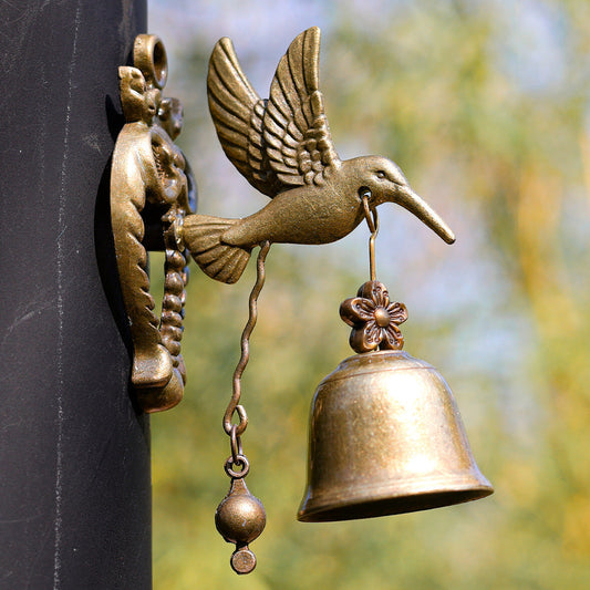 Vintage Metal Hummingbird Doorbell  -  Porch Front Door Decor