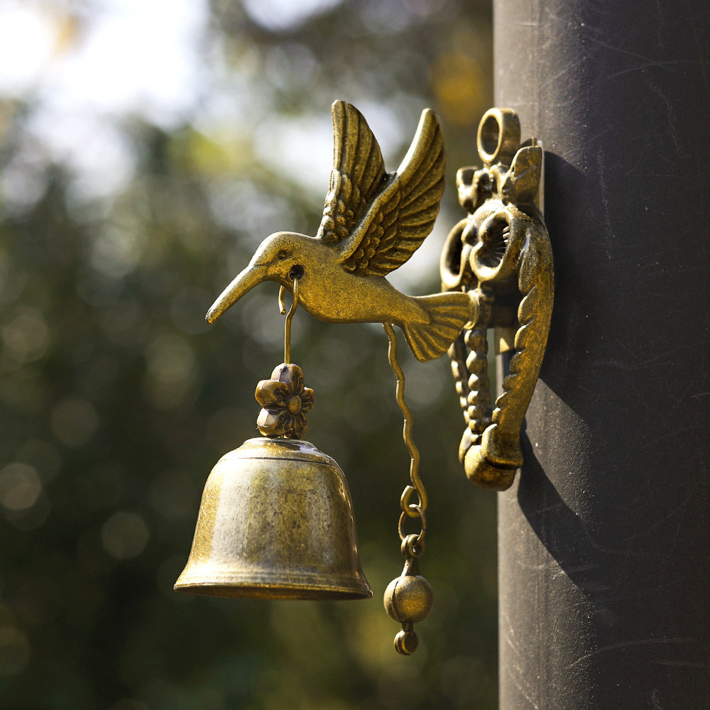 Vintage Metal Hummingbird Doorbell  -  Porch Front Door Decor