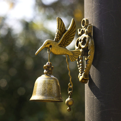 Vintage Metal Hummingbird Doorbell  -  Porch Front Door Decor