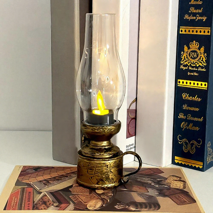Vintage Style Battery Powered LED Candle Kerosene Lantern  -  Tabletop Christmas Decor