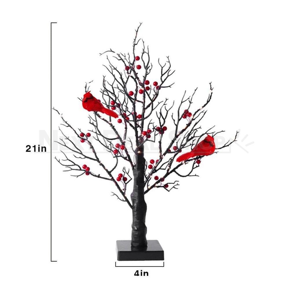 Vintage Glowing Tree with Cardinal & Red Berry-View 5-Next Deal Shop