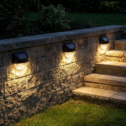 Warm White Solar Powered LED Fence Light - 2 Pcs, Waterproof Outdoor Garden Patio Deck Yard Lighting