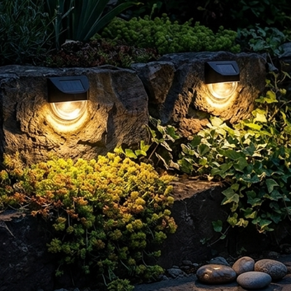 Warm White Solar Powered LED Fence Light - 2 Pcs, Waterproof Outdoor Garden Patio Deck Yard Lighting